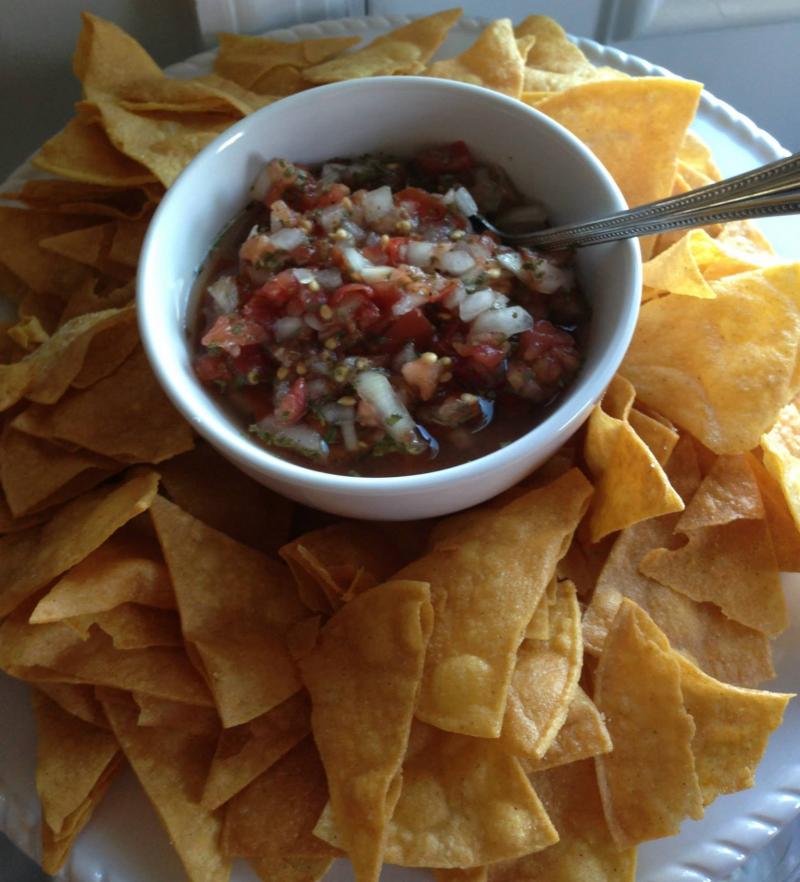 Arika's famous Pico de Gallow with Homemade Tortilla Chips